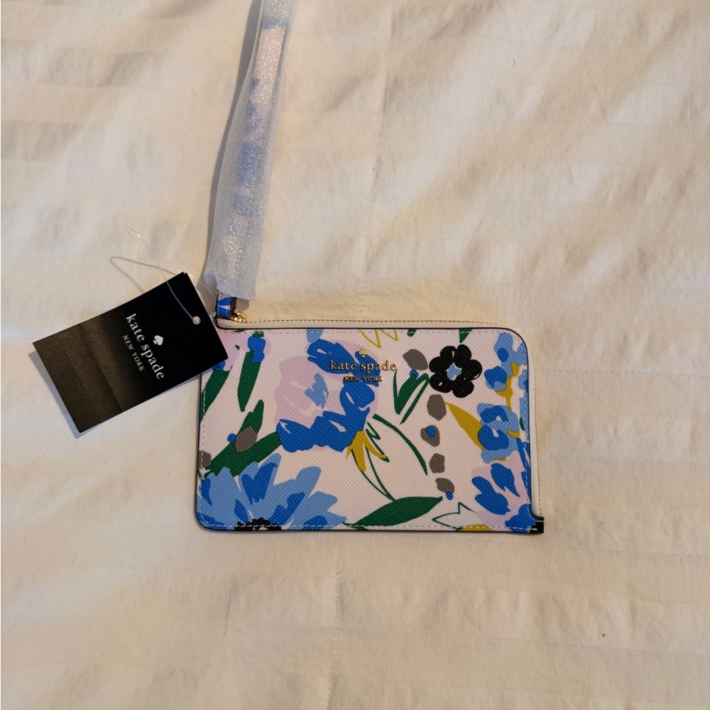 Kate Spade Blue and Green Floral Pouch
